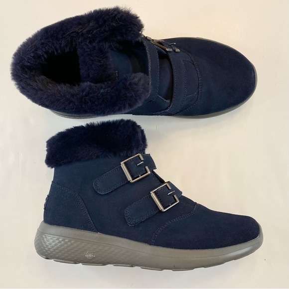 Skechers On the Go City 2 Boots Winter Fling Sz 9 Velcro Faux Fur Leather Suede - Picture 2 of 11